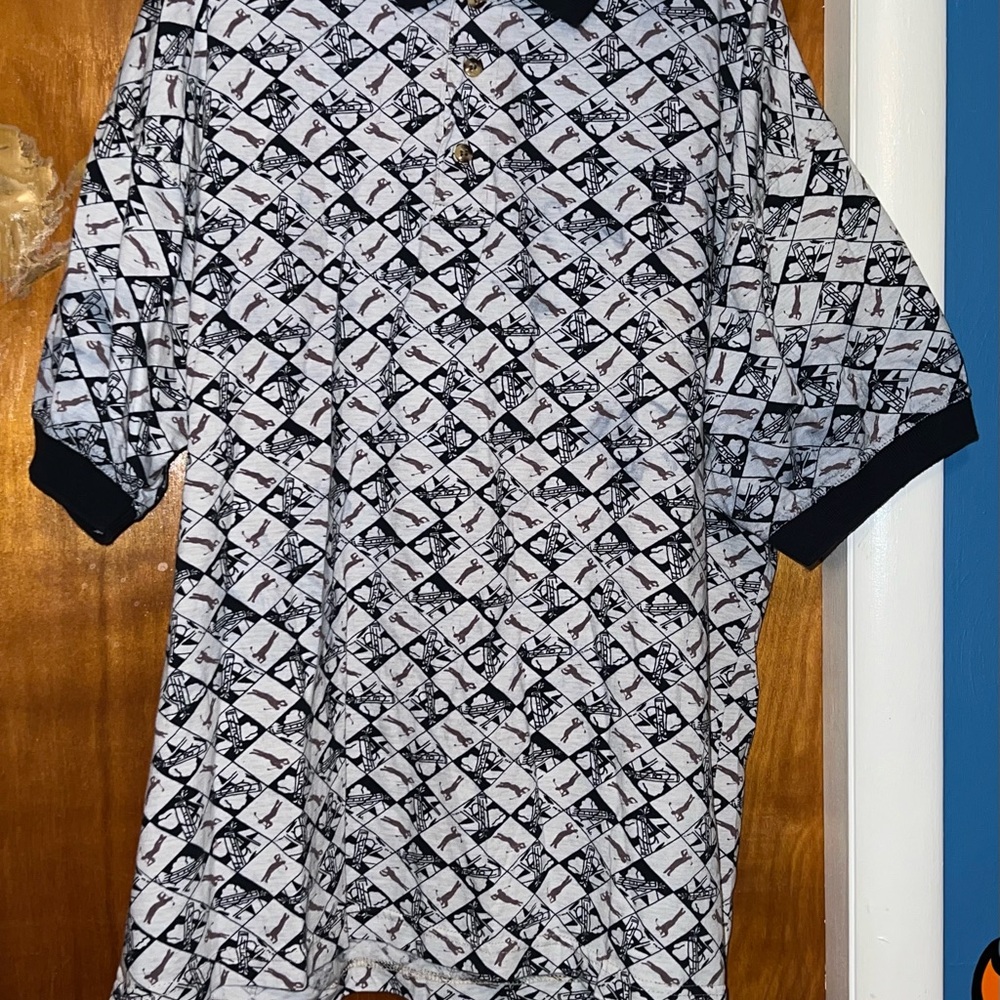 Givenchy Black and White Graphic Polo Shirt